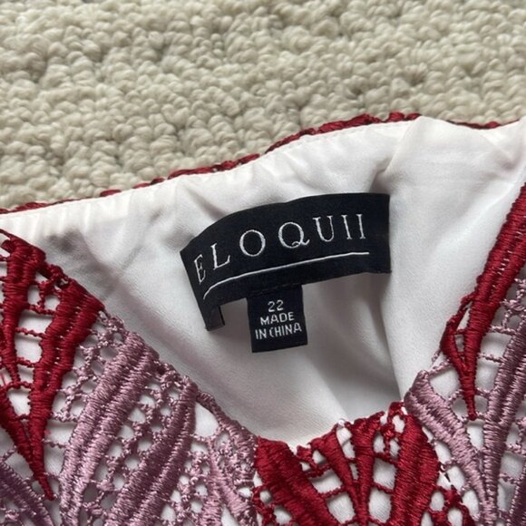 Eloquii Red & White Chevron Embroidered Maxi Dress Size 22 - Picture 8 of 15